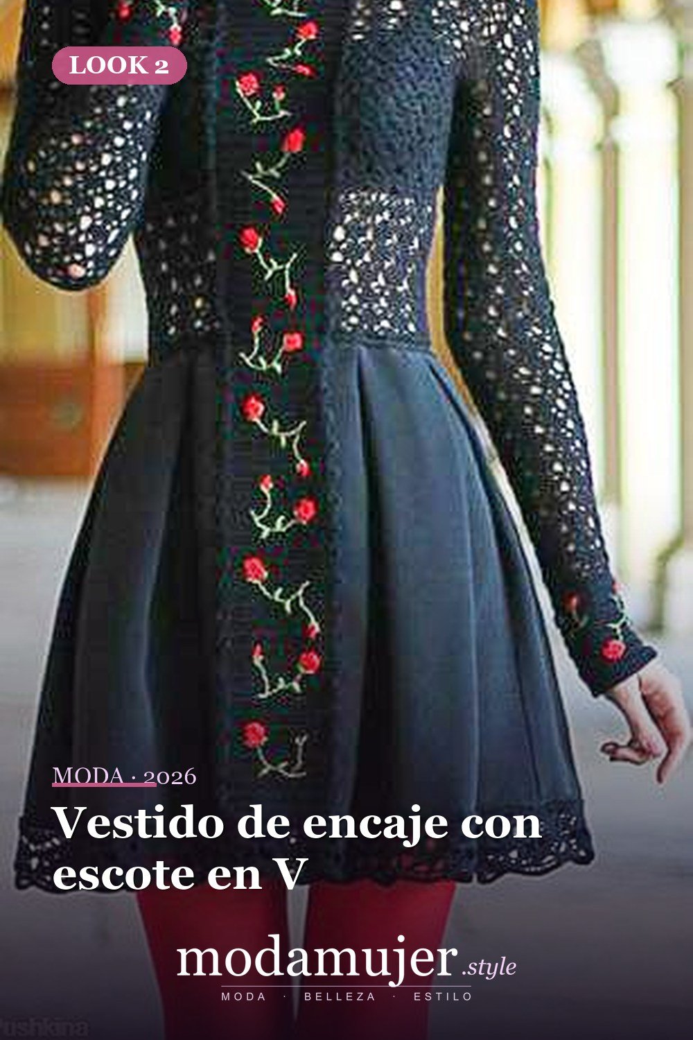 Vestido de encaje con escote en V — 50+ Ideas e imágenes de patrones de vestido de ganchillo elegantes