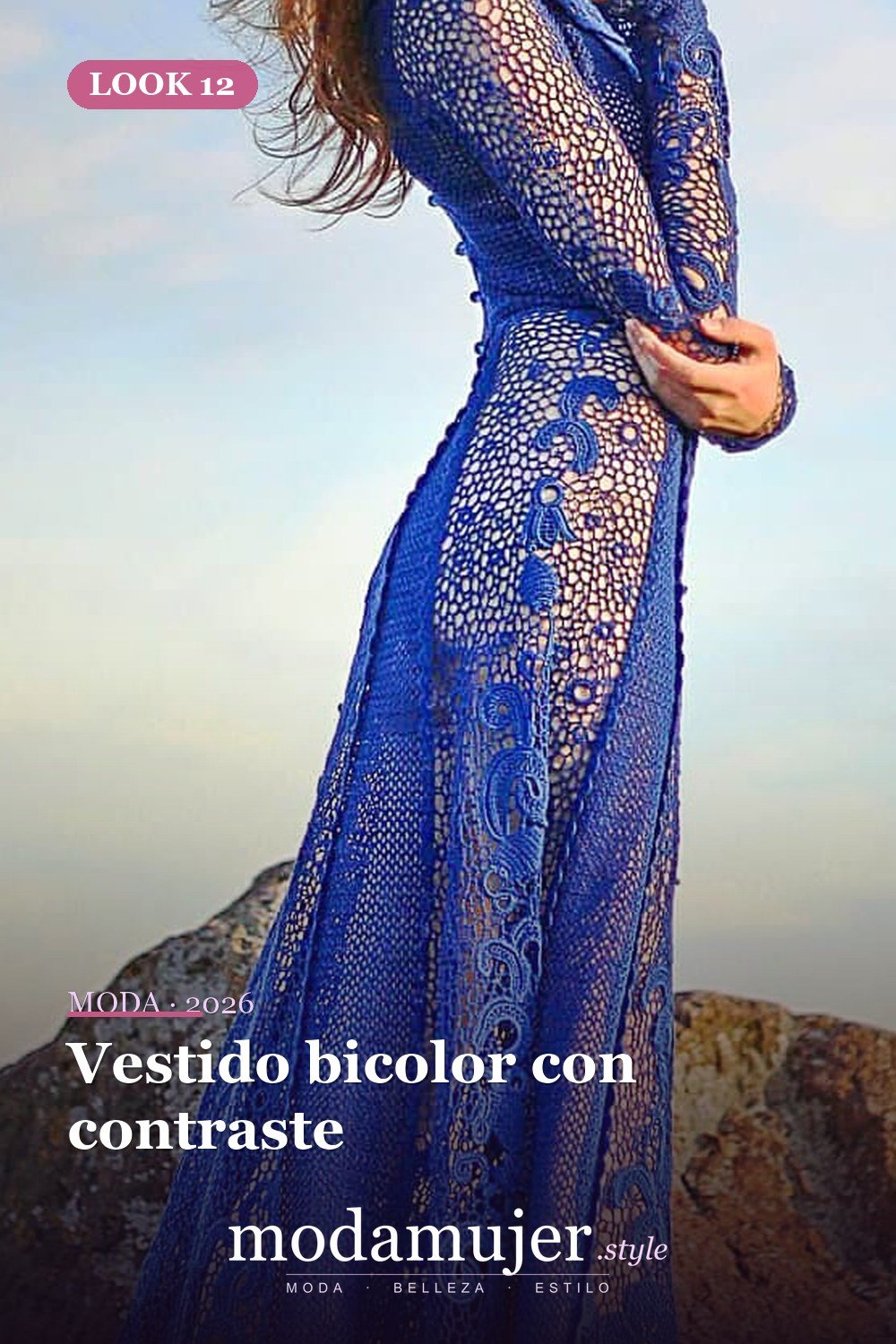Vestido bicolor con contraste — 50+ Ideas e imágenes de patrones de vestido de ganchillo elegantes