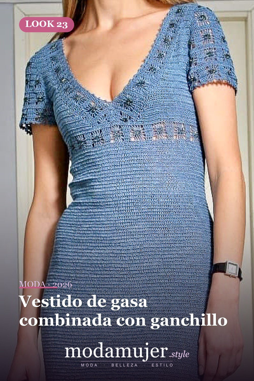 Vestido de gasa combinada con ganchillo — 50+ Ideas e imágenes de patrones de vestido de ganchillo elegantes