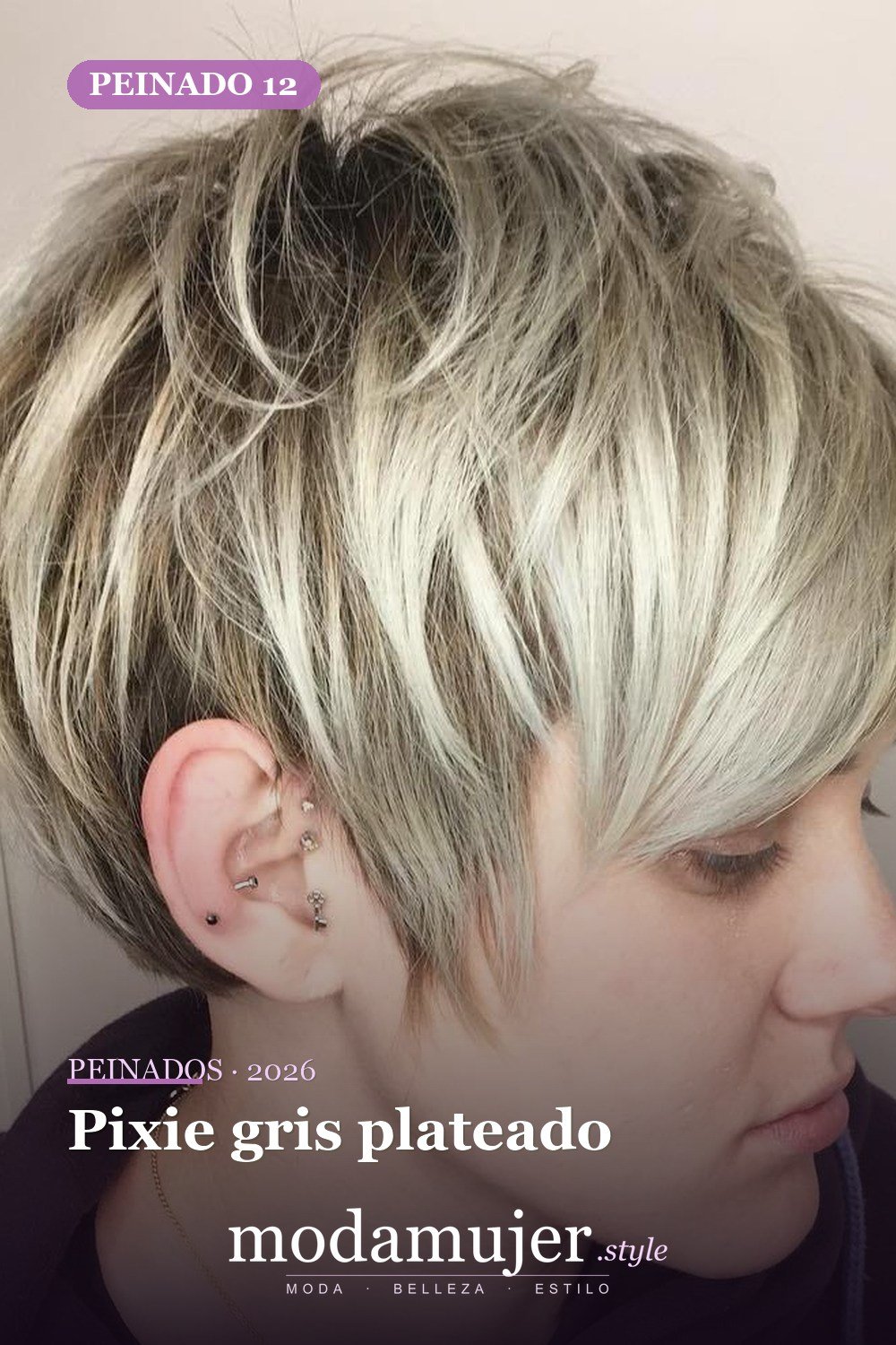 Pixie gris plateado — 50 ideas frescas de corte de duendecillo picado