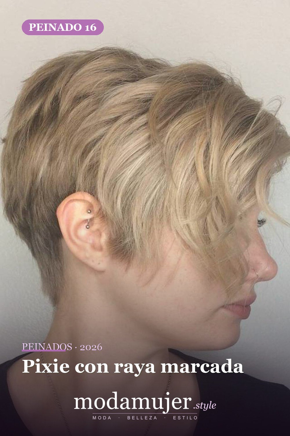 Pixie con raya marcada — 50 ideas frescas de corte de duendecillo picado