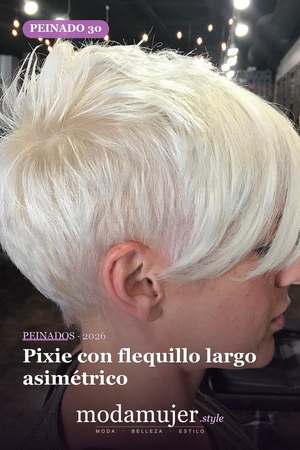 Pixie con flequillo largo asimétrico — 50 ideas frescas de corte de duendecillo picado
