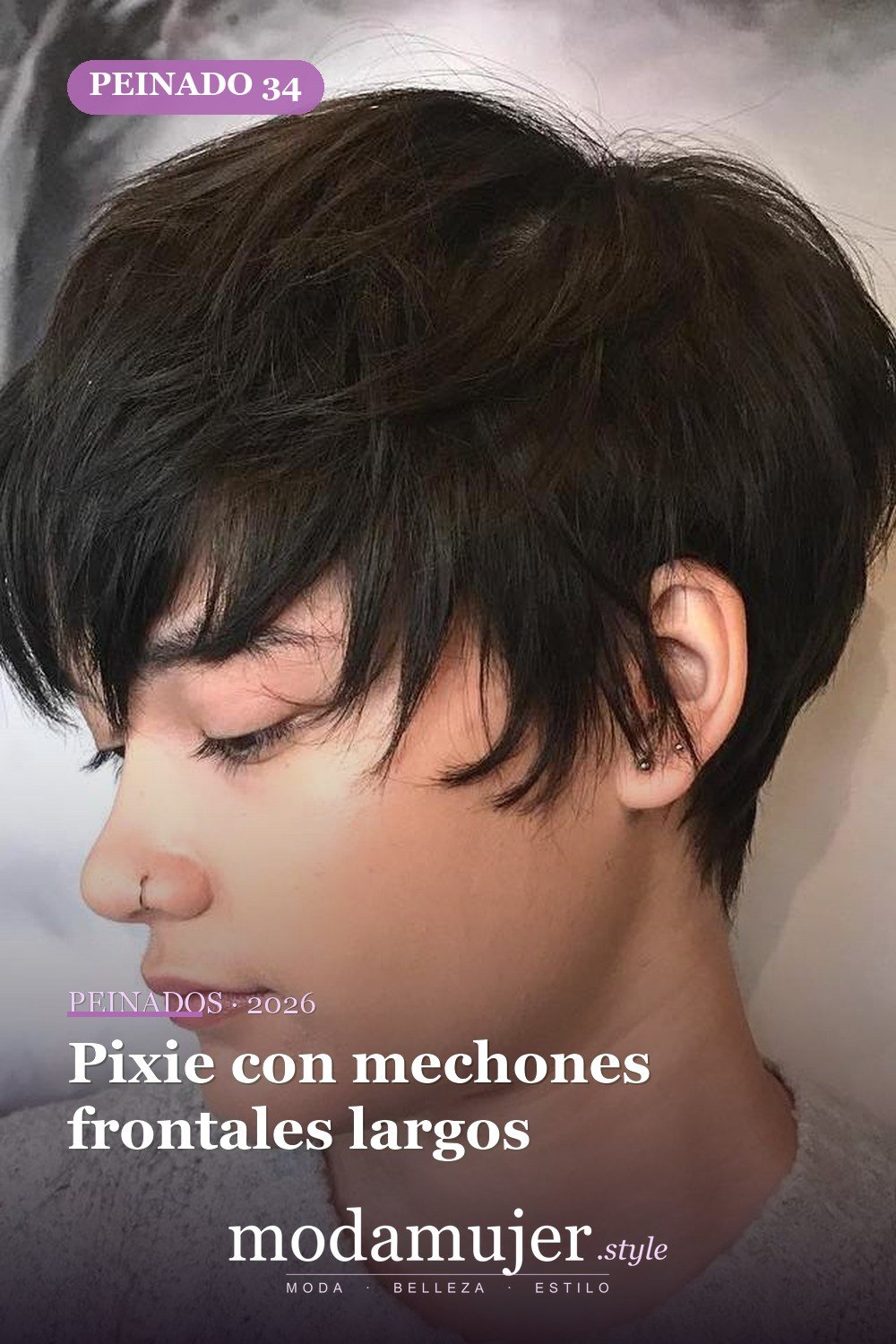Pixie con mechones frontales largos — 50 ideas frescas de corte de duendecillo picado