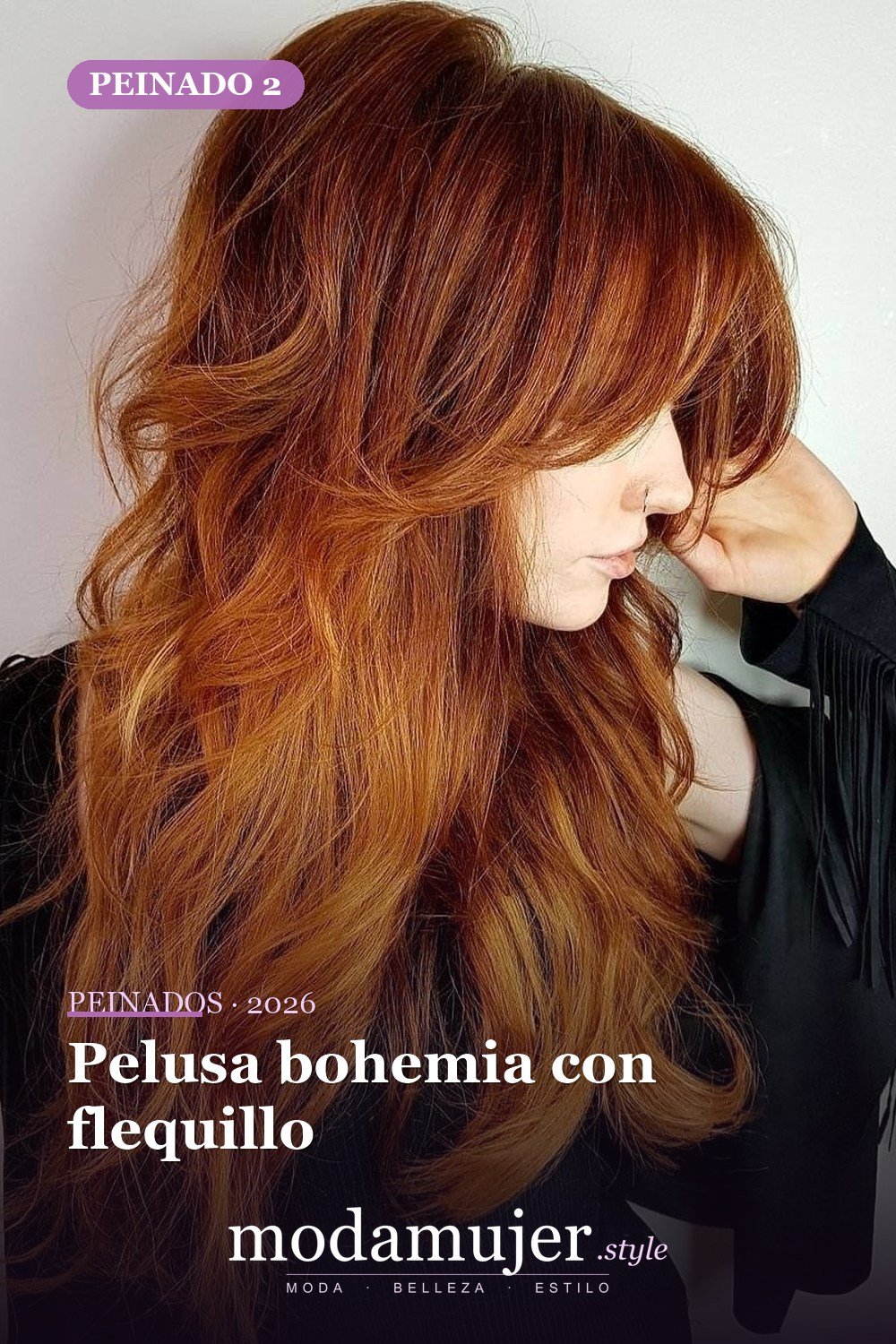 Pelusa bohemia con flequillo — 50 ideas y tendencias de corte de pelo de pelusa larga