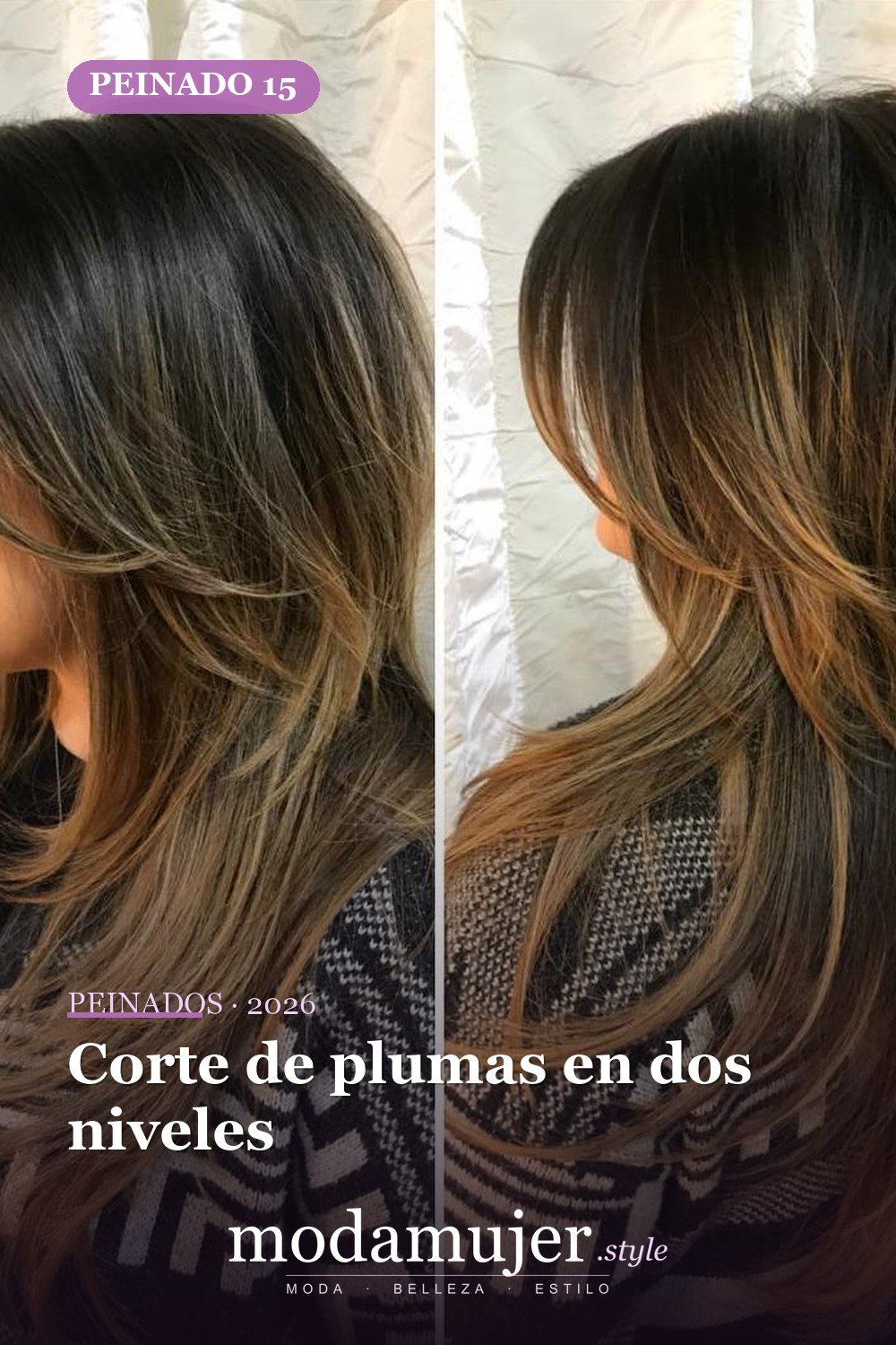 Corte de plumas en dos niveles — 50 ideas y tendencias de corte de pelo de pelusa larga