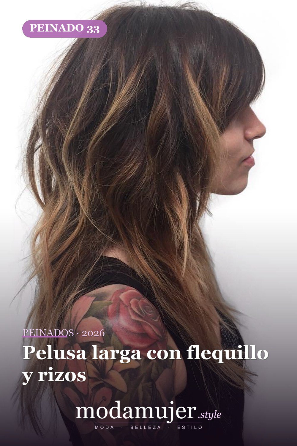 Pelusa larga con flequillo y rizos — 50 ideas y tendencias de corte de pelo de pelusa larga