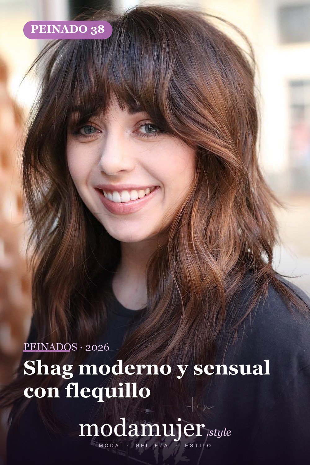 Shag moderno y sensual con flequillo — 50 ideas y tendencias de corte de pelo de pelusa larga