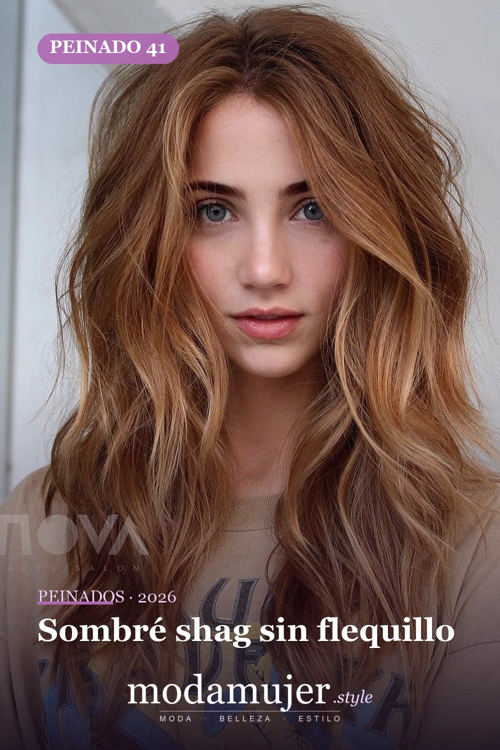 Sombré shag sin flequillo — 50 ideas y tendencias de corte de pelo de pelusa larga