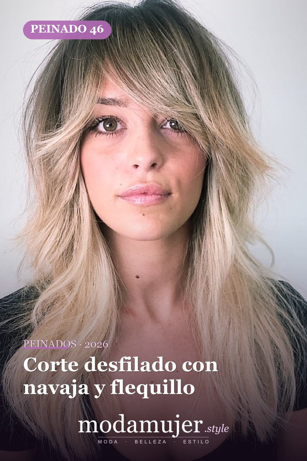 Corte desfilado con navaja y flequillo — 50 ideas y tendencias de corte de pelo de pelusa larga