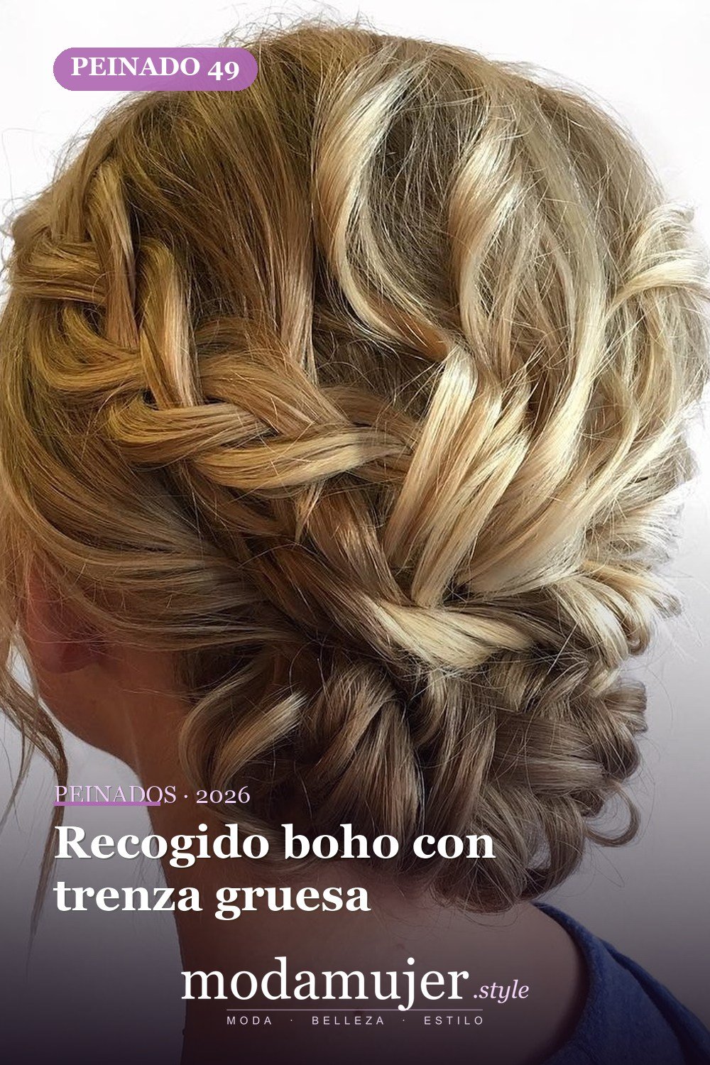Recogido boho con trenza gruesa — 50 maravillosos peinados para cabello medio que inspiran nuevos looks