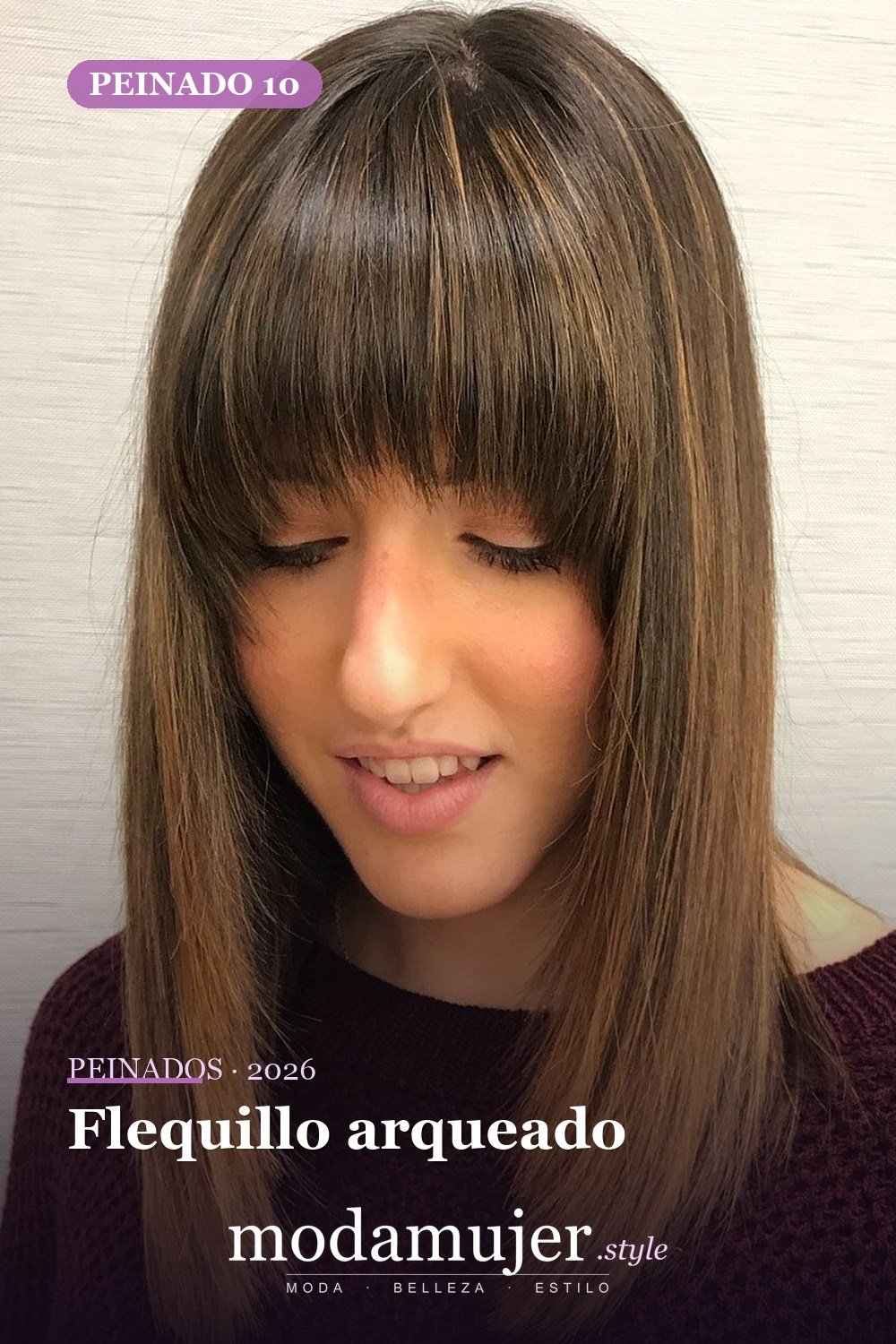 Flequillo arqueado — 50 mejores cortes de pelo para caras largas en 2026
