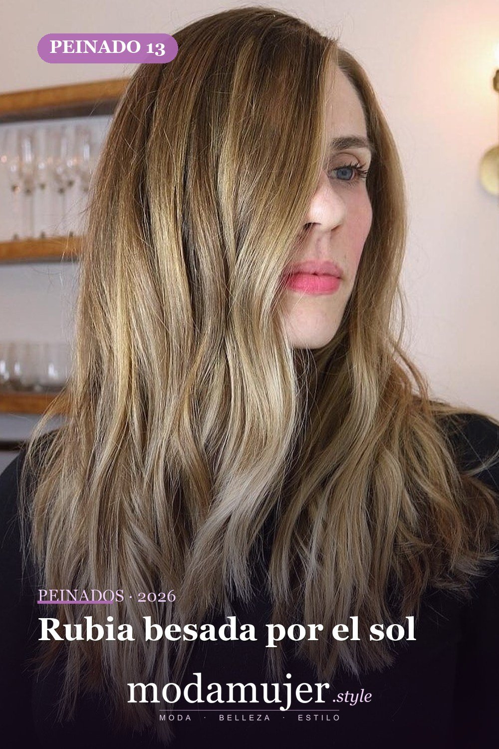 Rubia besada por el sol — 50 mejores cortes de pelo para caras largas en 2026