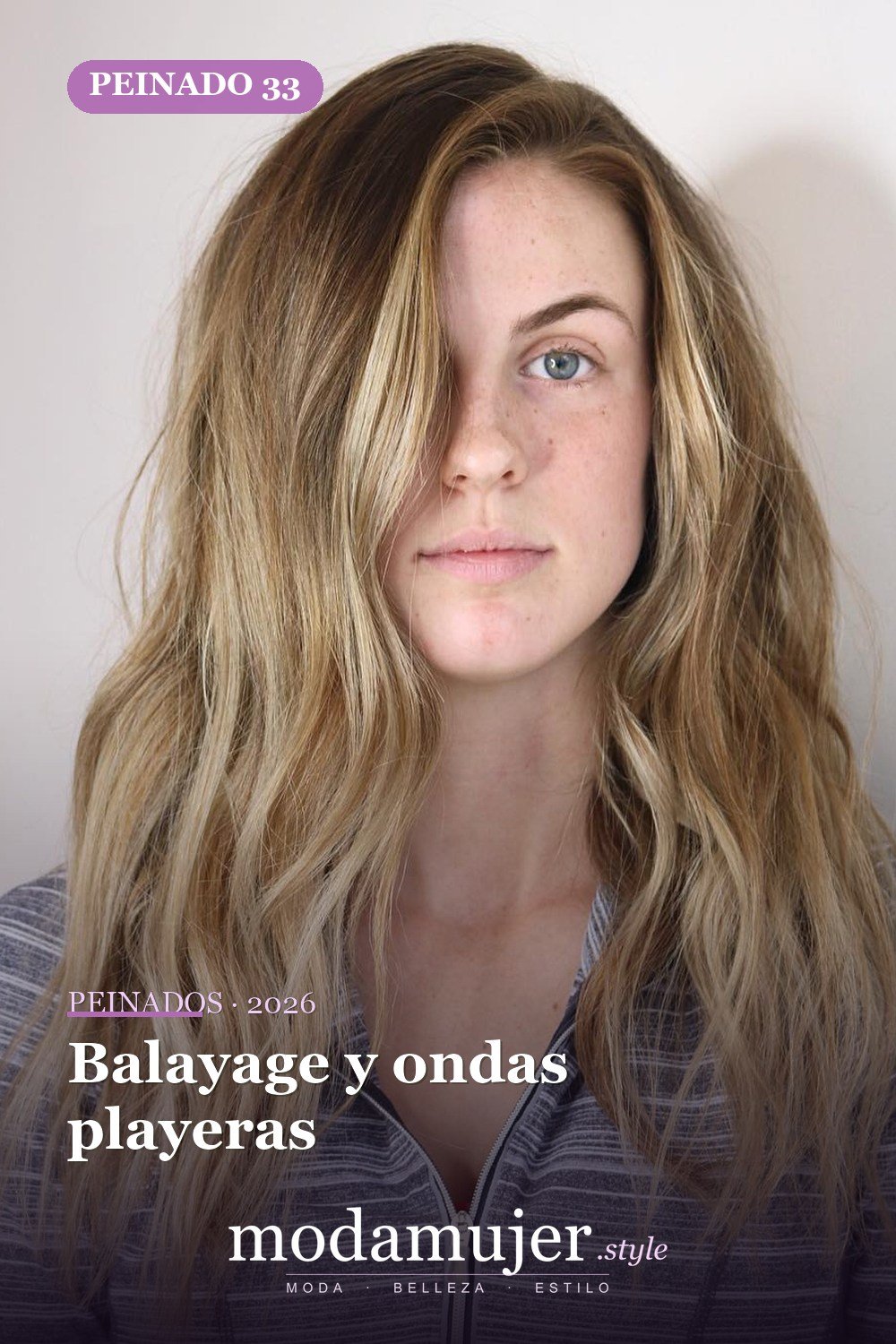 Balayage y ondas playeras — 50 mejores cortes de pelo para caras largas en 2026