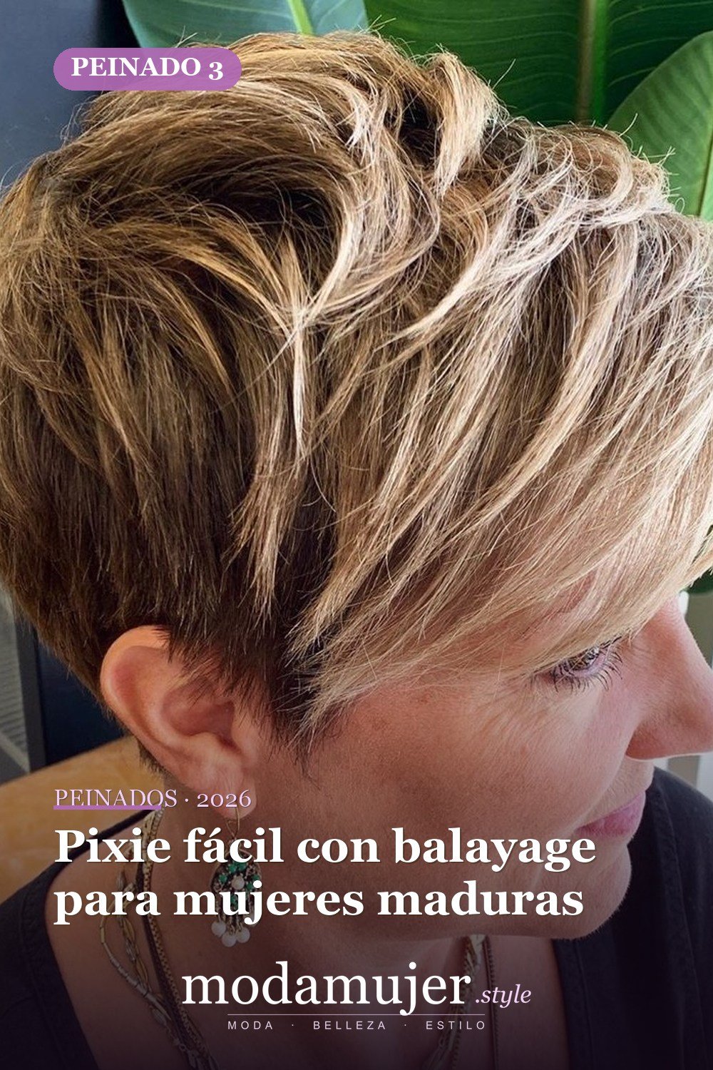 Pixie fácil con balayage para mujeres maduras — 50 mejores ideas de cortes y peinados pixie para 2026