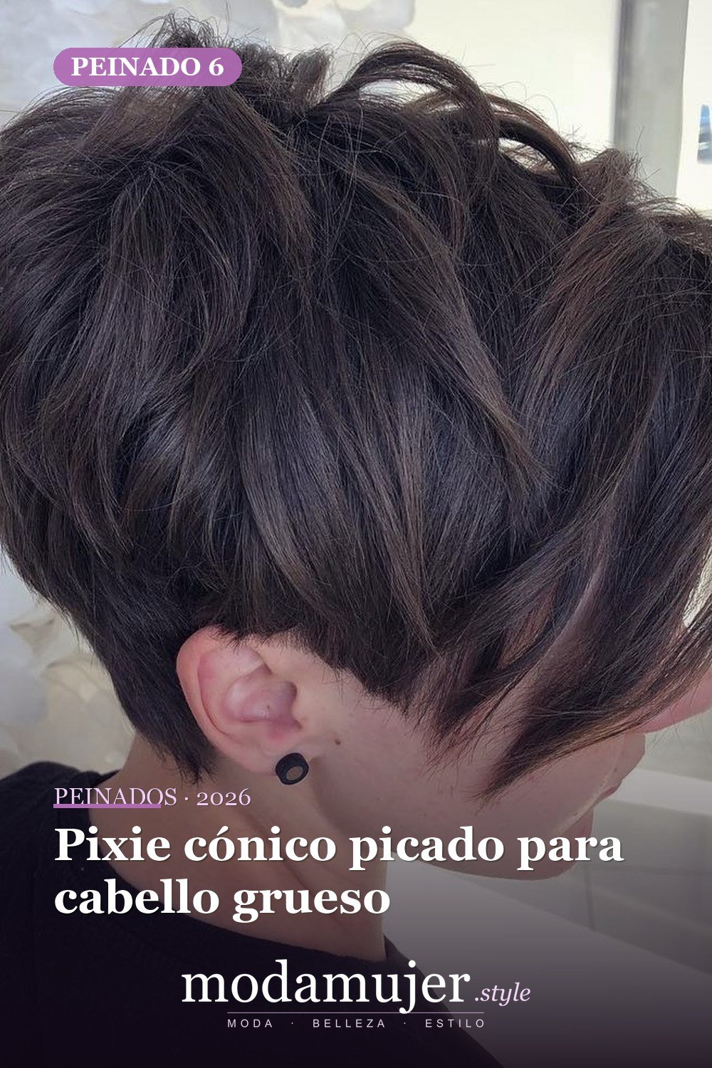 Pixie cónico picado para cabello grueso — 50 mejores ideas de cortes y peinados pixie para 2026
