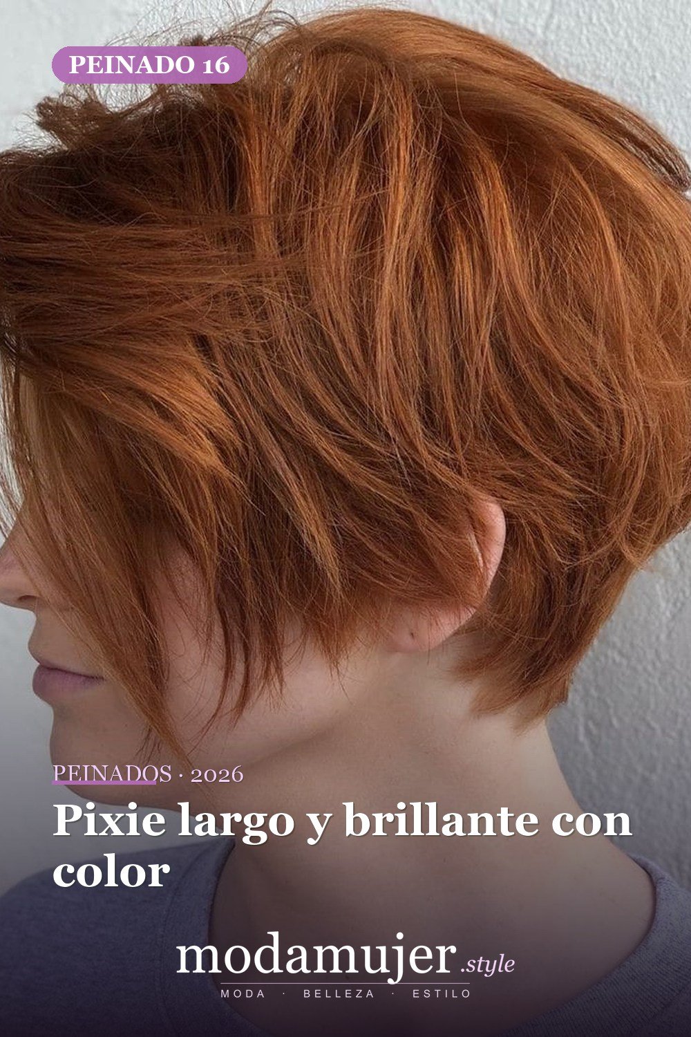 Pixie largo y brillante con color — 50 mejores ideas de cortes y peinados pixie para 2026