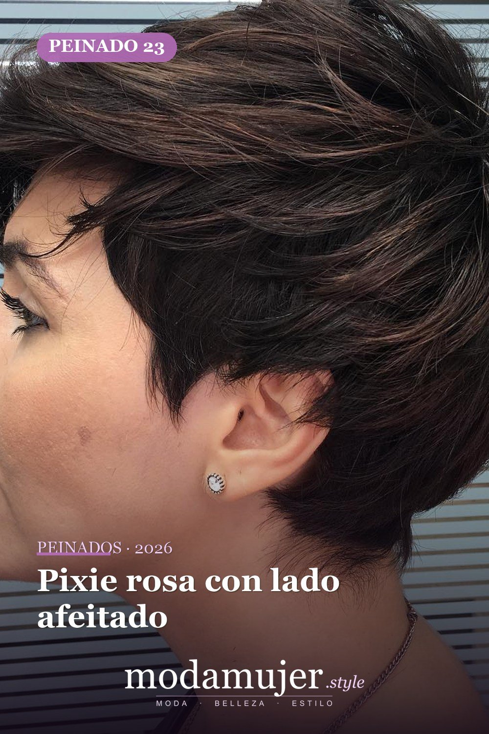 Pixie rosa con lado afeitado — 50 mejores ideas de cortes y peinados pixie para 2026