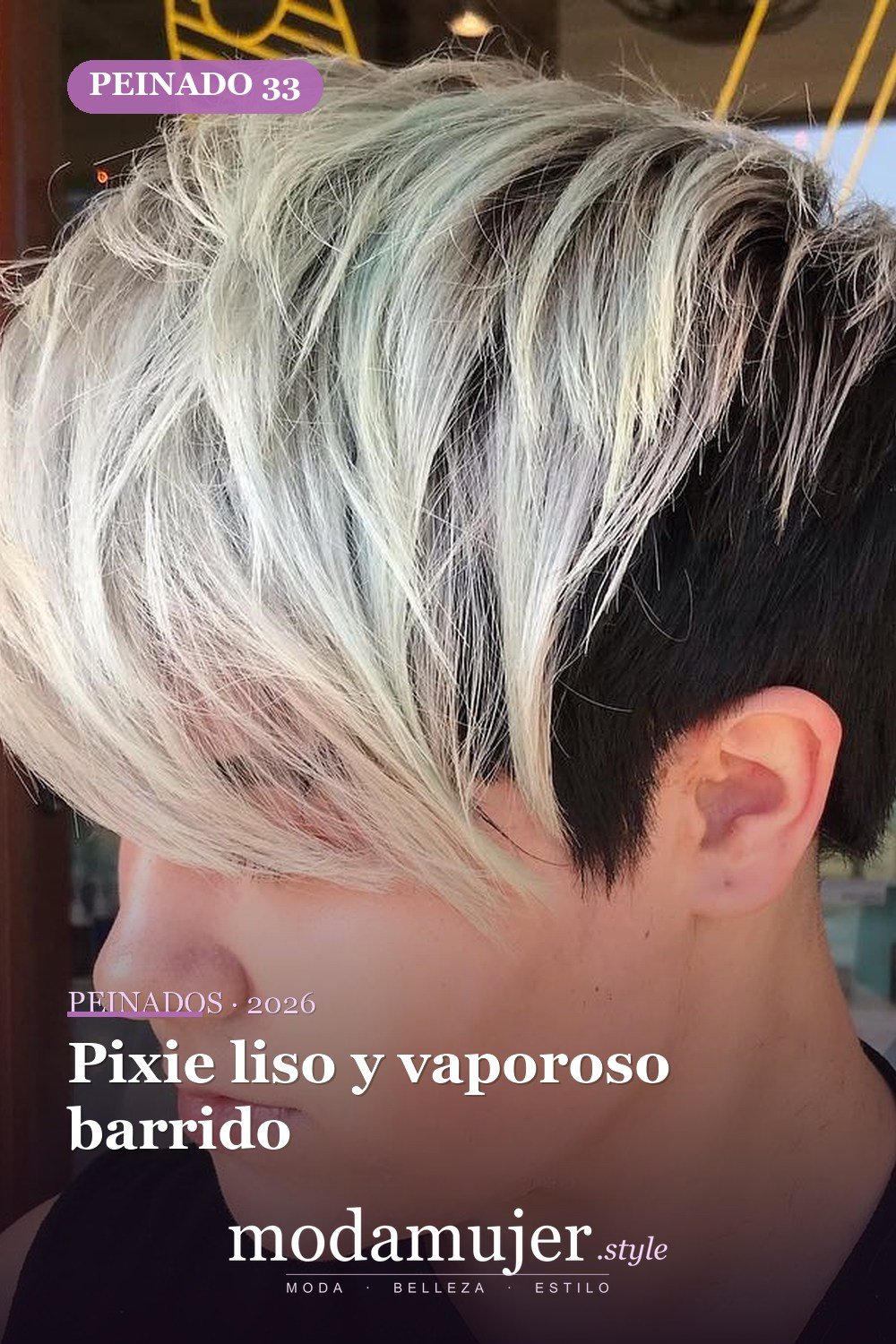 Pixie liso y vaporoso barrido — 50 mejores ideas de cortes y peinados pixie para 2026