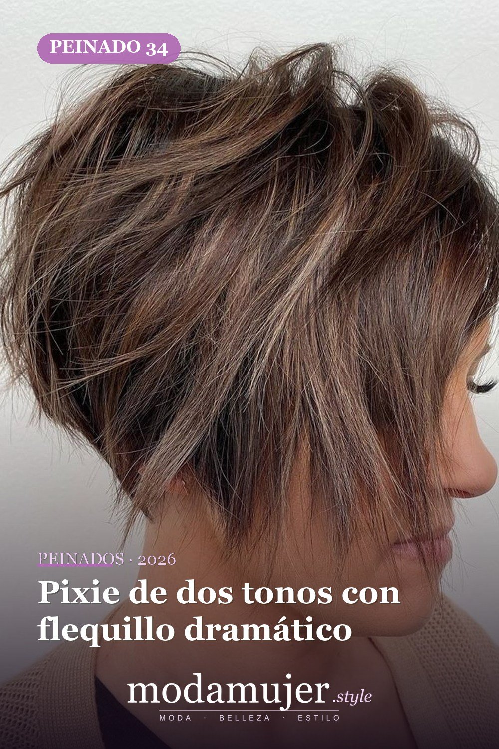 Pixie de dos tonos con flequillo dramático — 50 mejores ideas de cortes y peinados pixie para 2026