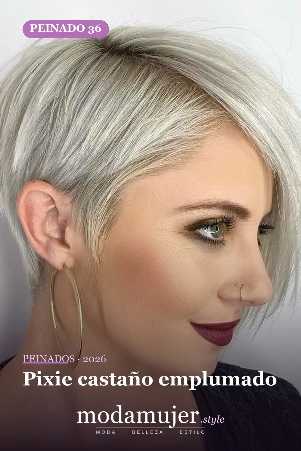 Pixie castaño emplumado — 50 mejores ideas de cortes y peinados pixie para 2026