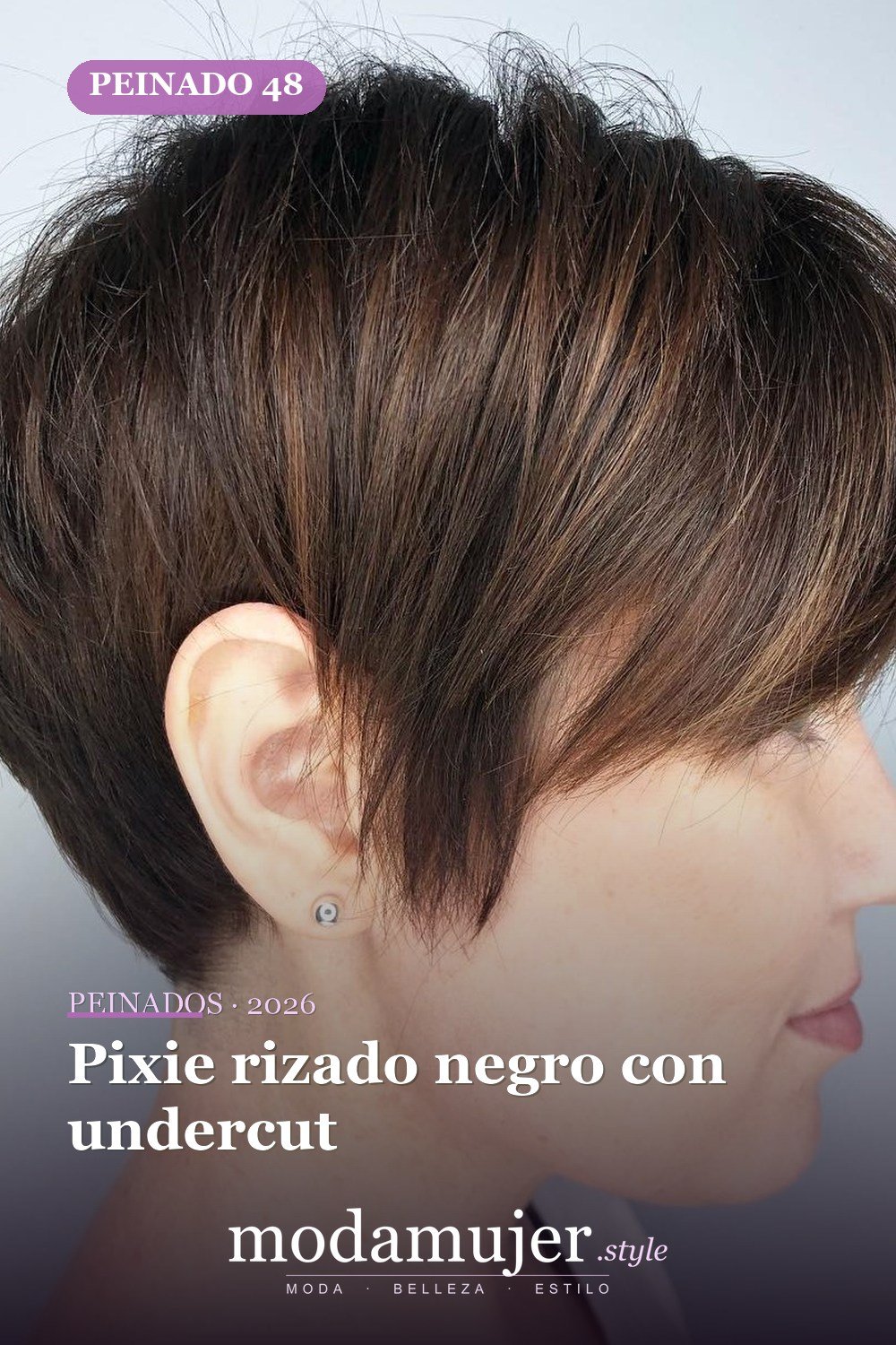 Pixie rizado negro con undercut — 50 mejores ideas de cortes y peinados pixie para 2026