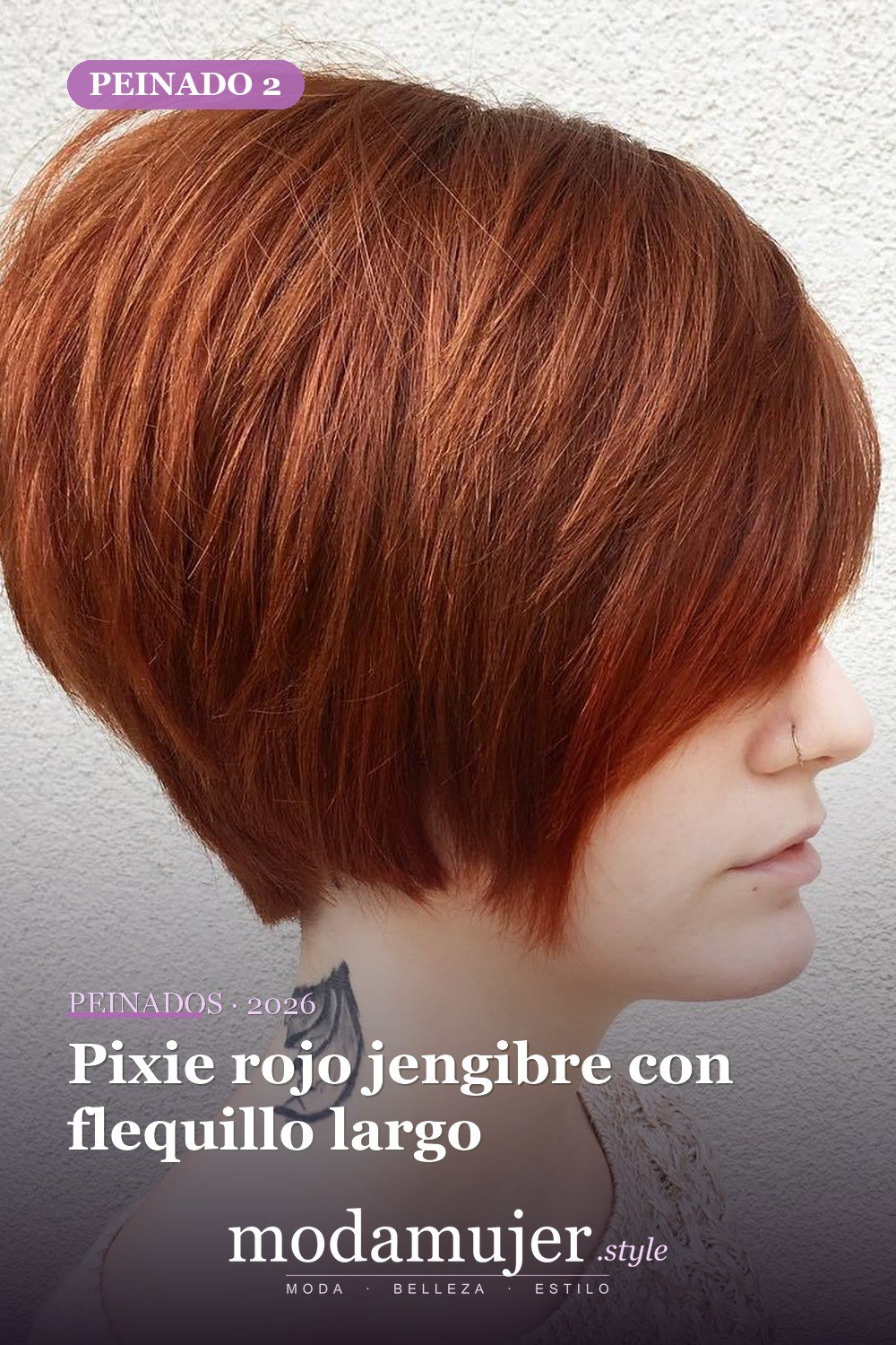 Pixie rojo jengibre con flequillo largo — 50 nuevas ideas de corte de duendecillo con flequillo para la temporada actual