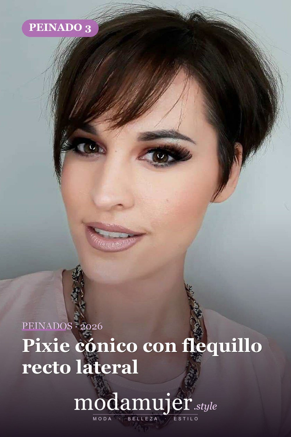 Pixie cónico con flequillo recto lateral — 50 nuevas ideas de corte de duendecillo con flequillo para la temporada actual