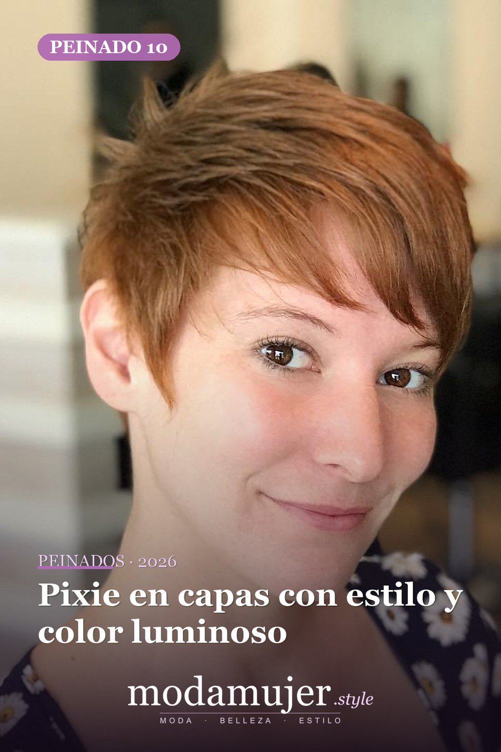 Pixie en capas con estilo y color luminoso — 50 nuevas ideas de corte de duendecillo con flequillo para la temporada actual