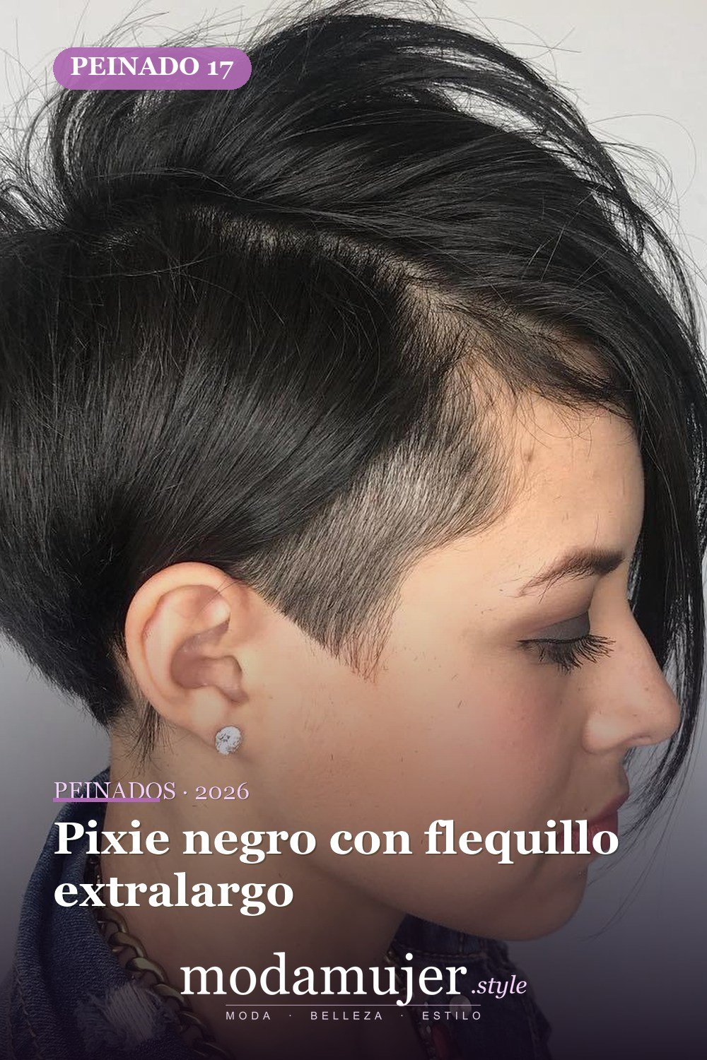 Pixie negro con flequillo extralargo — 50 nuevas ideas de corte de duendecillo con flequillo para la temporada actual