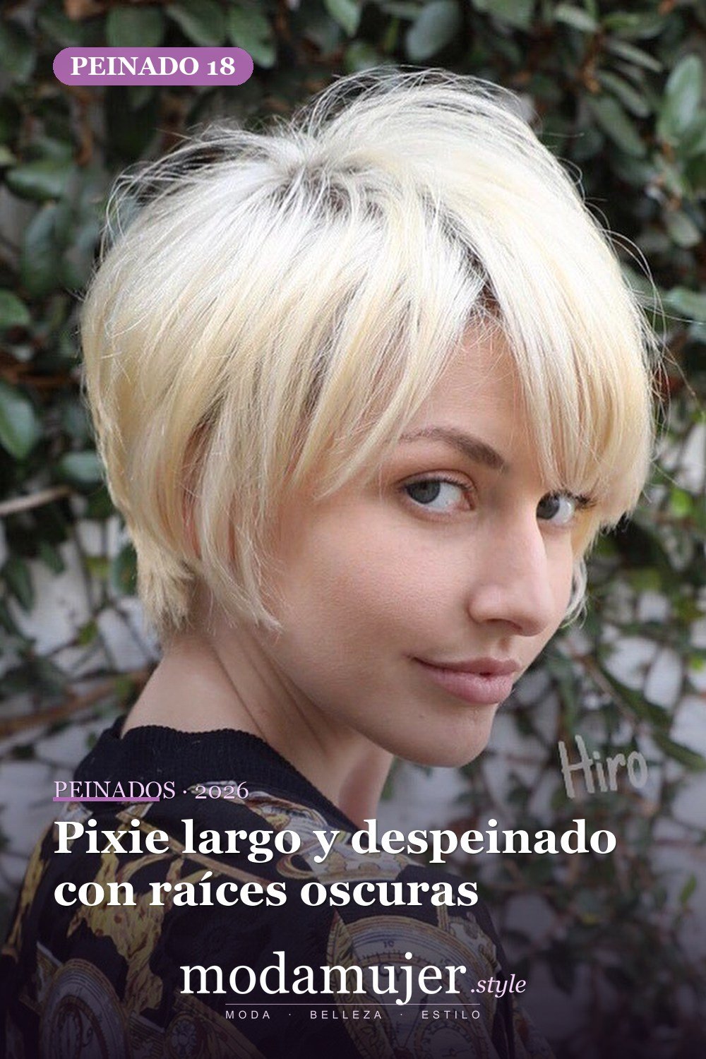Pixie largo y despeinado con raíces oscuras — 50 nuevas ideas de corte de duendecillo con flequillo para la temporada actual