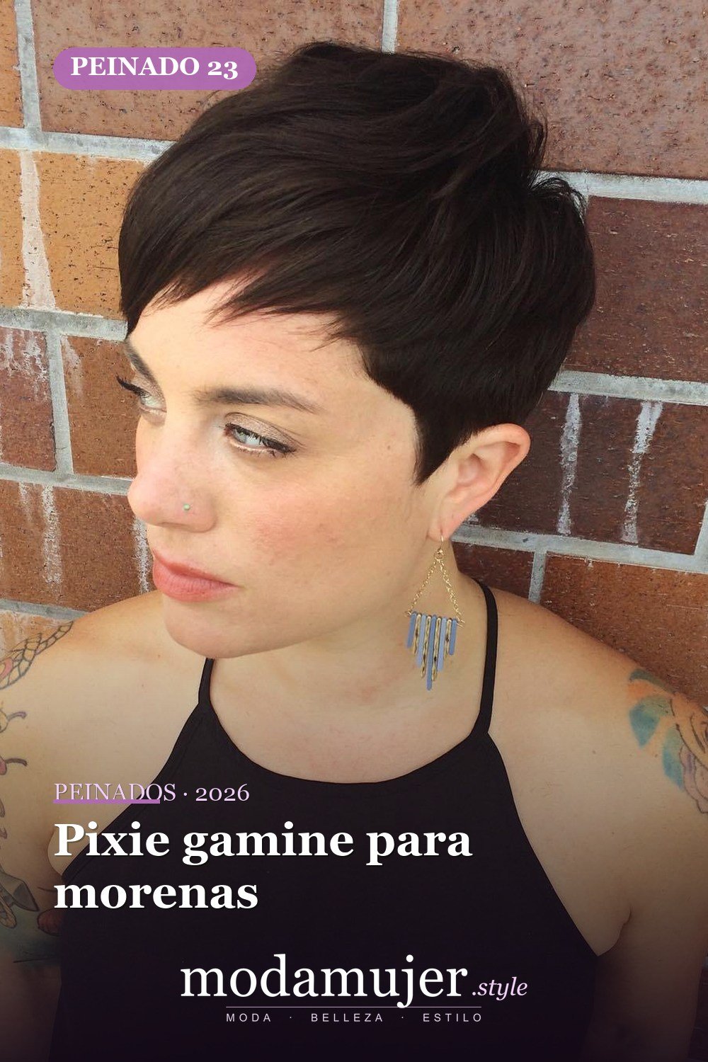 Pixie gamine para morenas — 50 nuevas ideas de corte de duendecillo con flequillo para la temporada actual