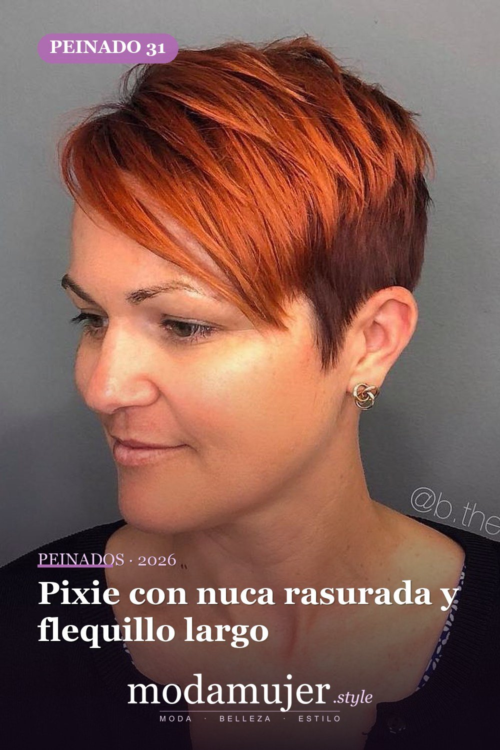 Pixie con nuca rasurada y flequillo largo — 50 nuevas ideas de corte de duendecillo con flequillo para la temporada actual