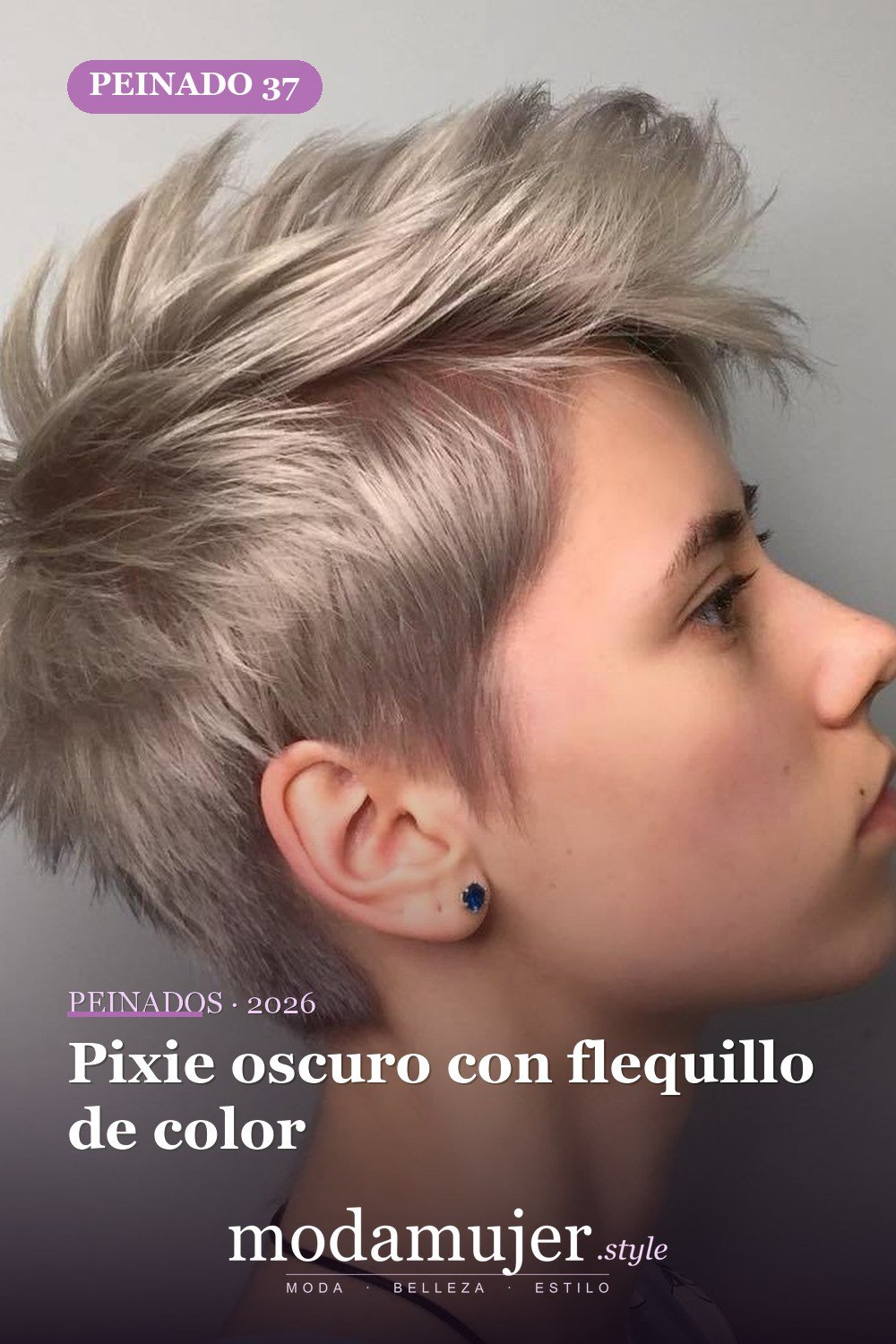 Pixie oscuro con flequillo de color — 50 nuevas ideas de corte de duendecillo con flequillo para la temporada actual