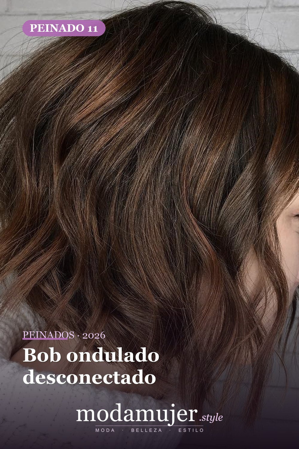 Bob ondulado desconectado — 50 nuevos cortes de pelo cortos y peinados bob para 2026