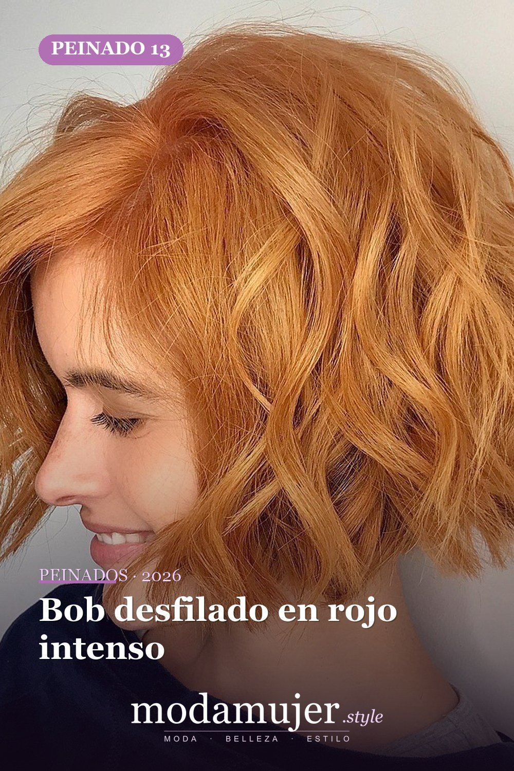 Bob desfilado en rojo intenso — 50 nuevos cortes de pelo cortos y peinados bob para 2026