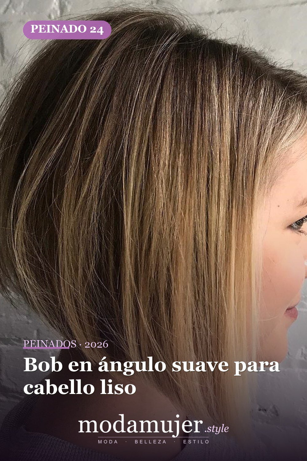 Bob en ángulo suave para cabello liso — 50 nuevos cortes de pelo cortos y peinados bob para 2026