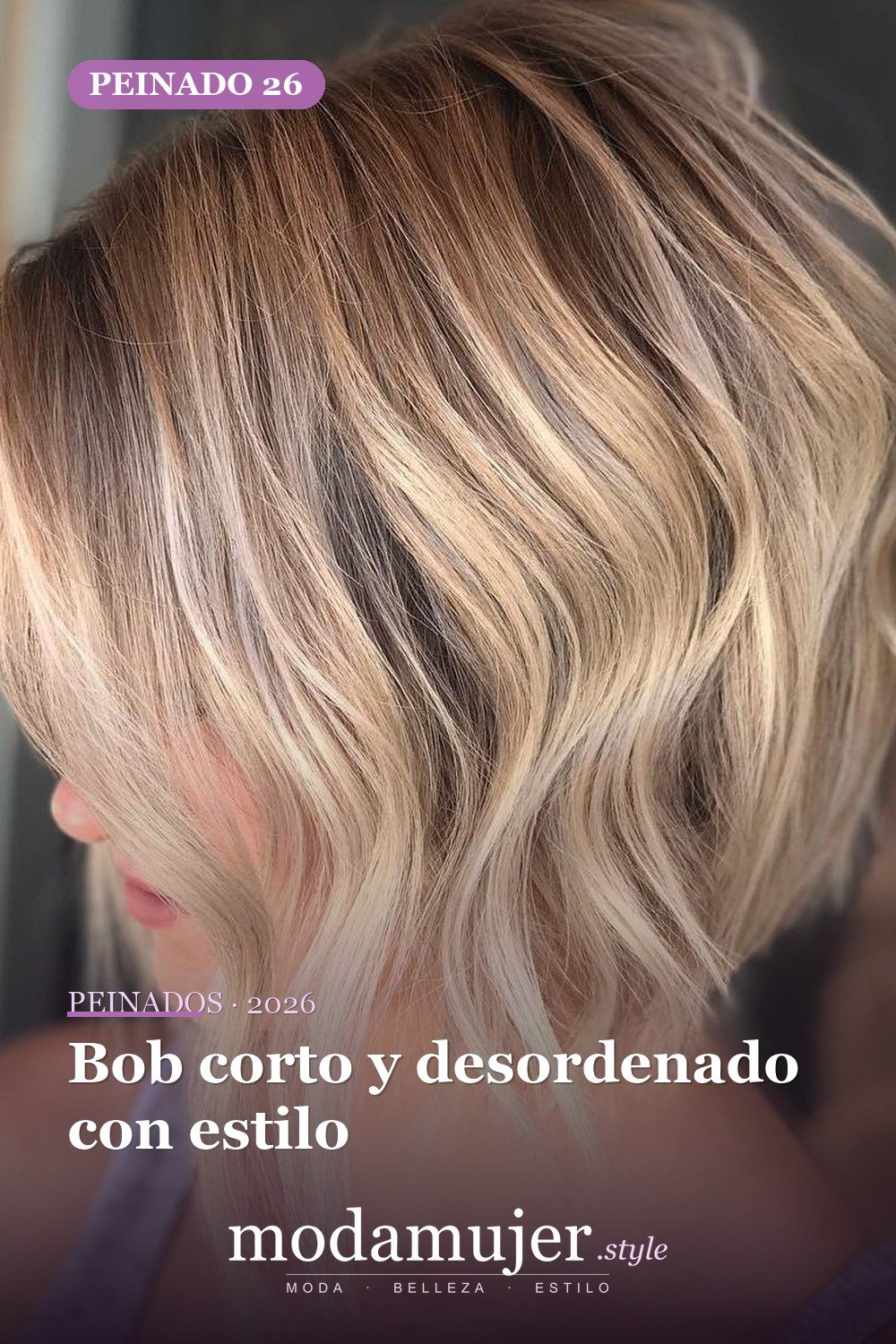 Bob corto y desordenado con estilo — 50 nuevos cortes de pelo cortos y peinados bob para 2026