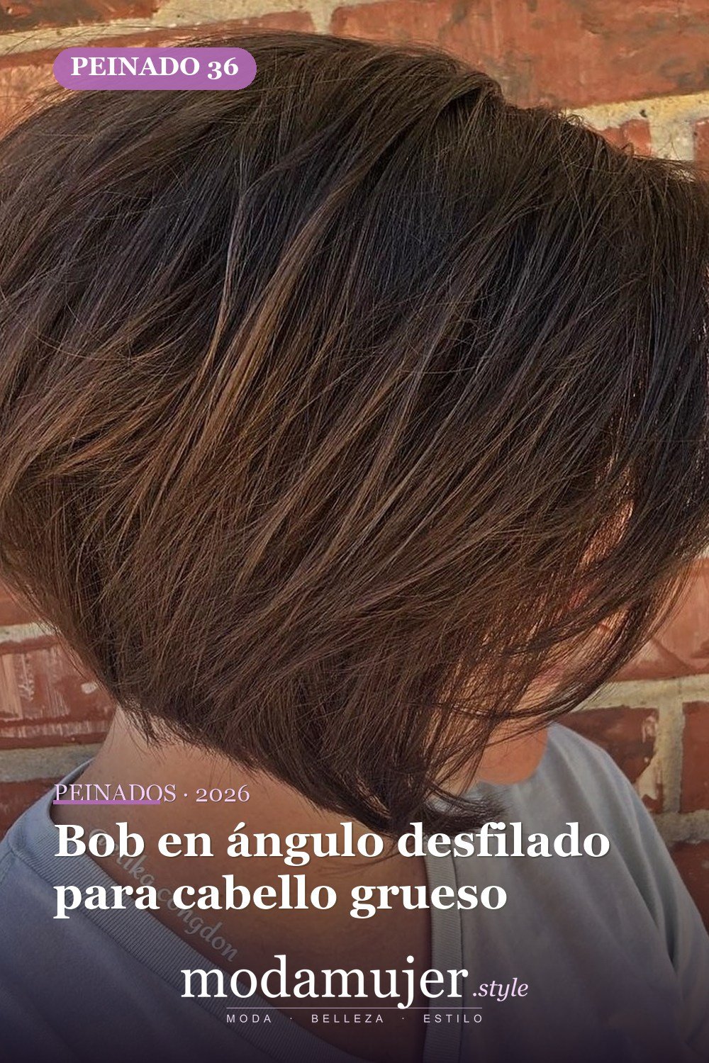 Bob en ángulo desfilado para cabello grueso — 50 nuevos cortes de pelo cortos y peinados bob para 2026