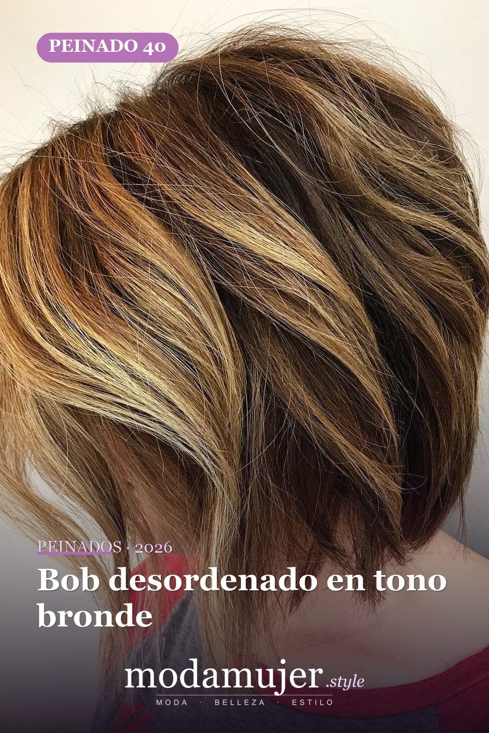 Bob desordenado en tono bronde — 50 nuevos cortes de pelo cortos y peinados bob para 2026