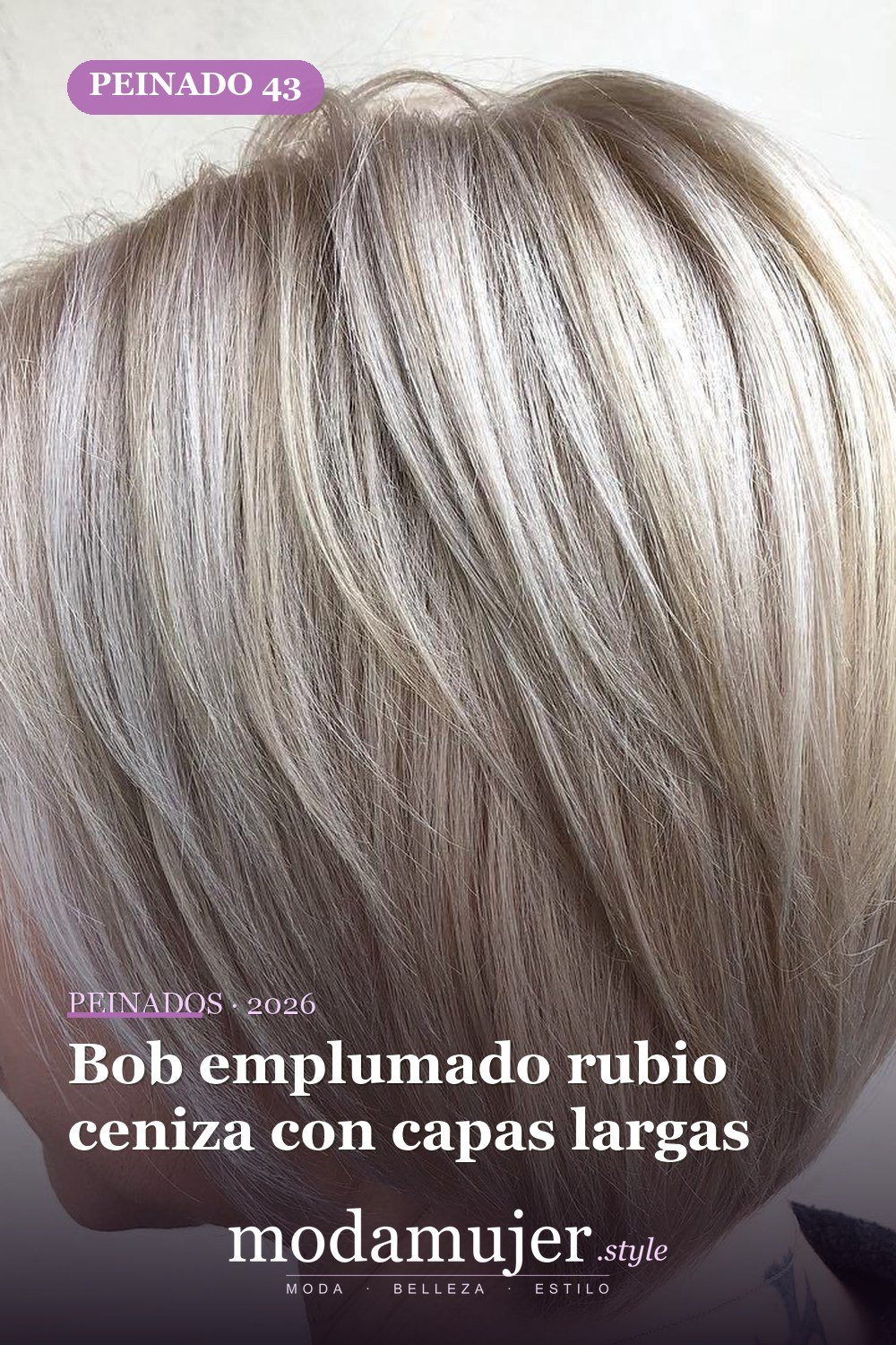 Bob emplumado rubio ceniza con capas largas — 50 nuevos cortes de pelo cortos y peinados bob para 2026