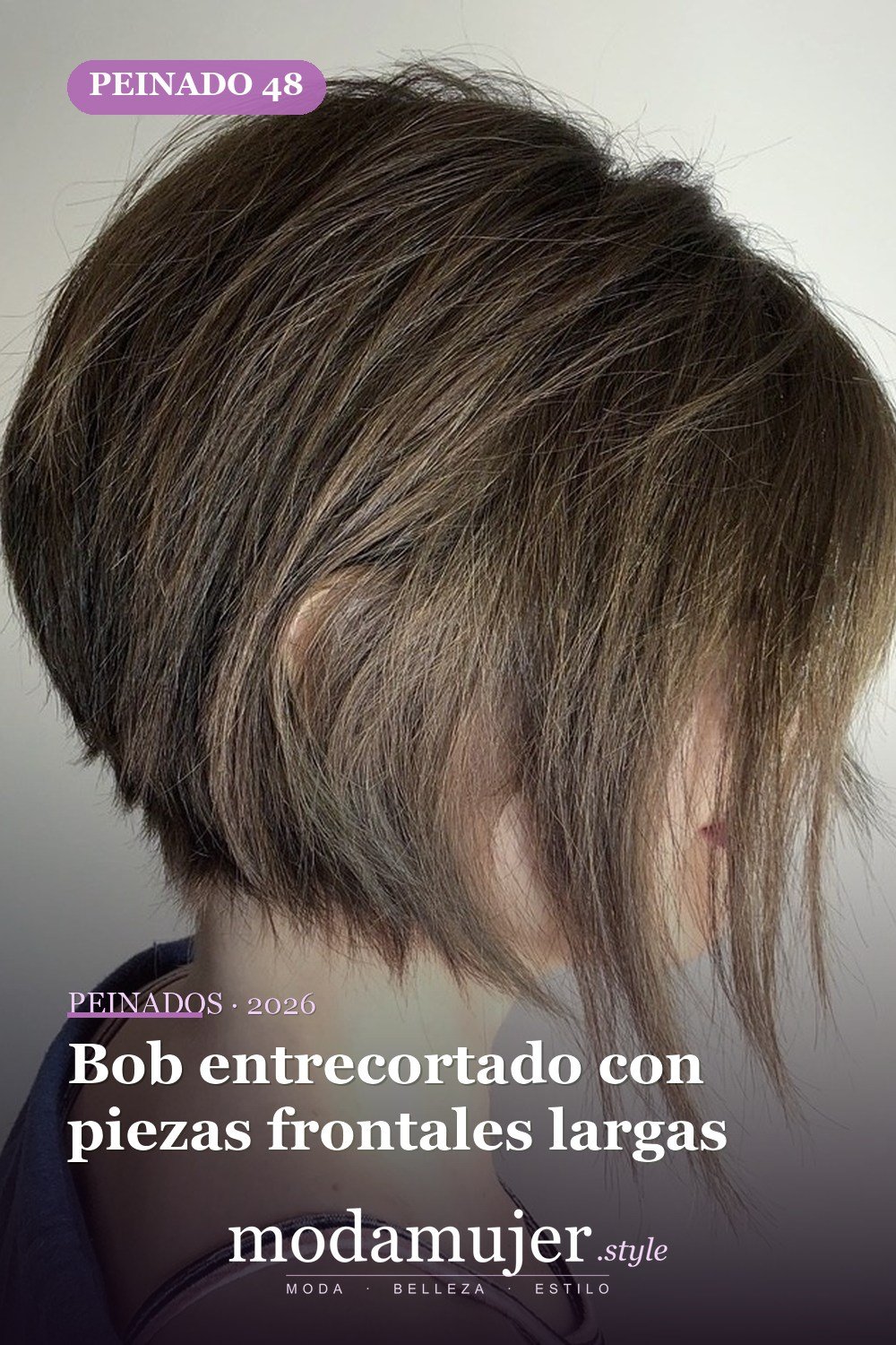 Bob entrecortado con piezas frontales largas — 50 nuevos cortes de pelo cortos y peinados bob para 2026