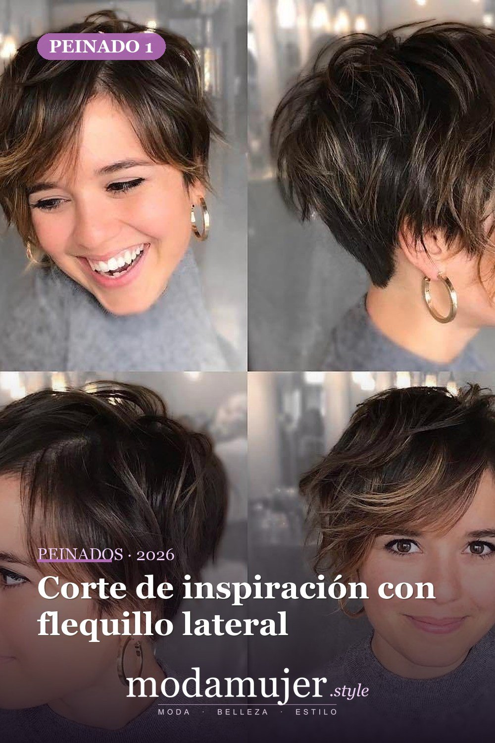 Corte de inspiración con flequillo lateral — 50 peinados cortos para caras redondas con efecto adelgazante