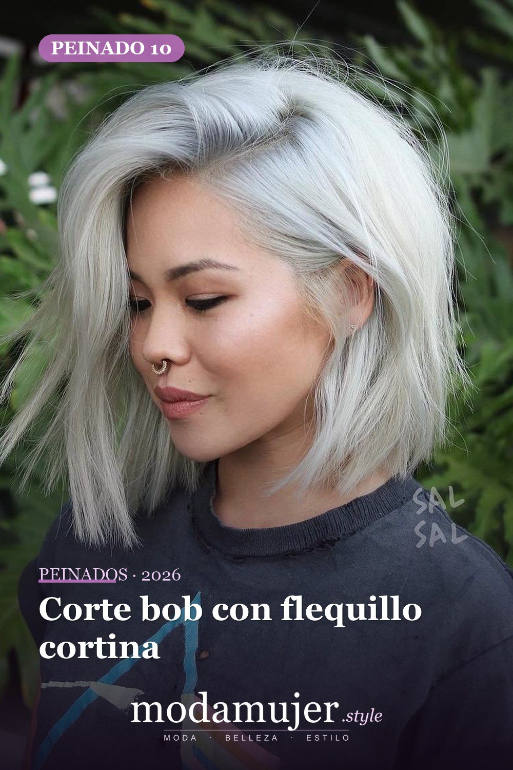 Corte bob con flequillo cortina — 50 peinados cortos para caras redondas con efecto adelgazante