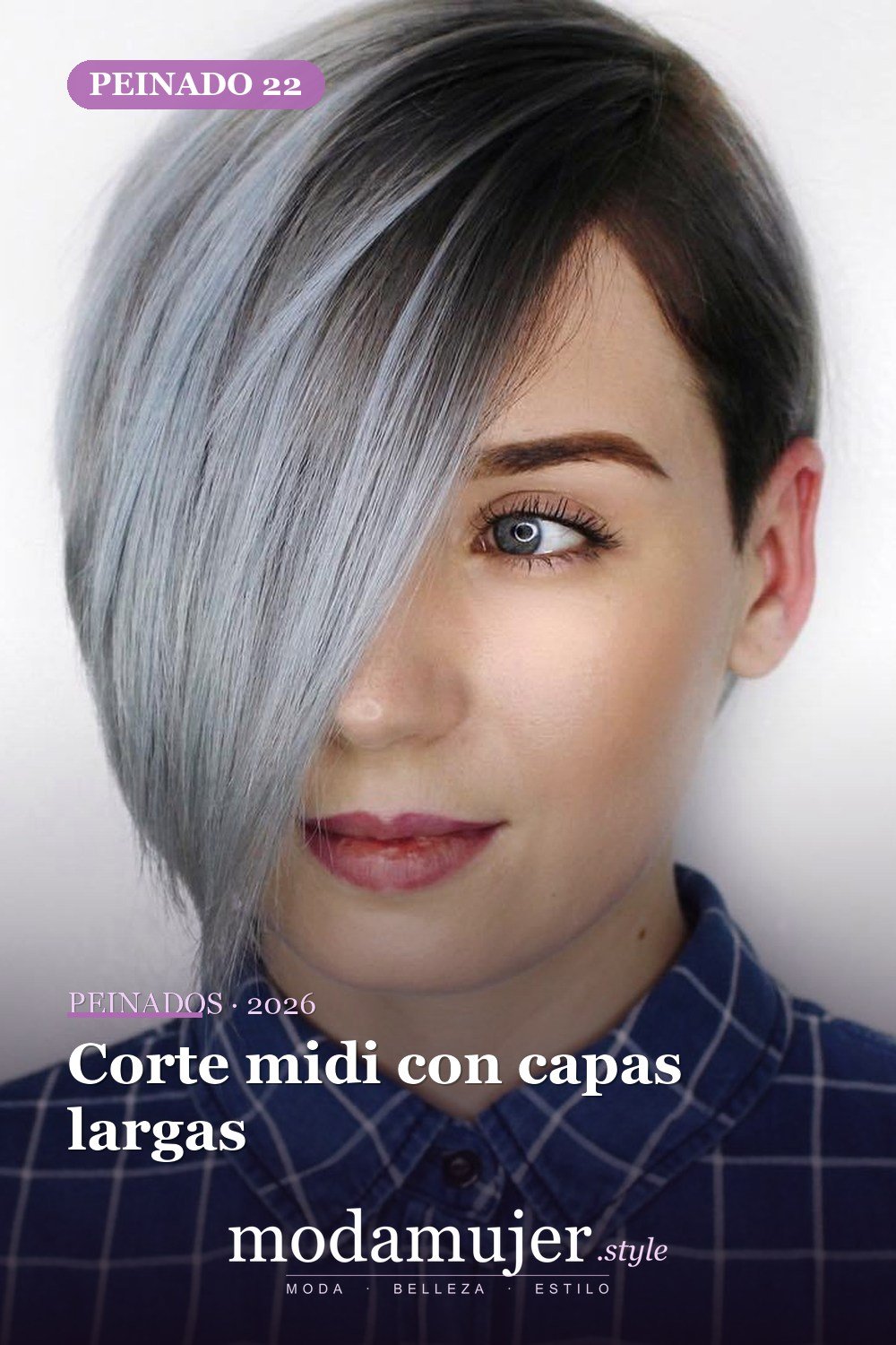 Corte midi con capas largas — 50 peinados cortos para caras redondas con efecto adelgazante