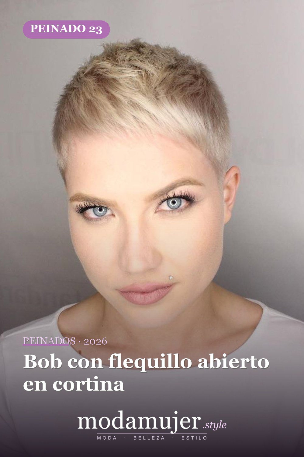 Bob con flequillo abierto en cortina — 50 peinados cortos para caras redondas con efecto adelgazante