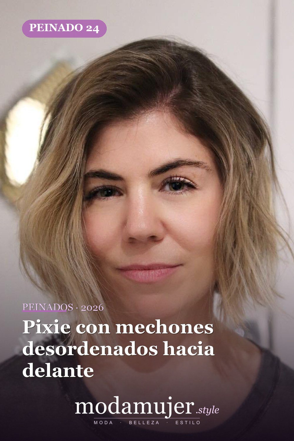 Pixie con mechones desordenados hacia delante — 50 peinados cortos para caras redondas con efecto adelgazante