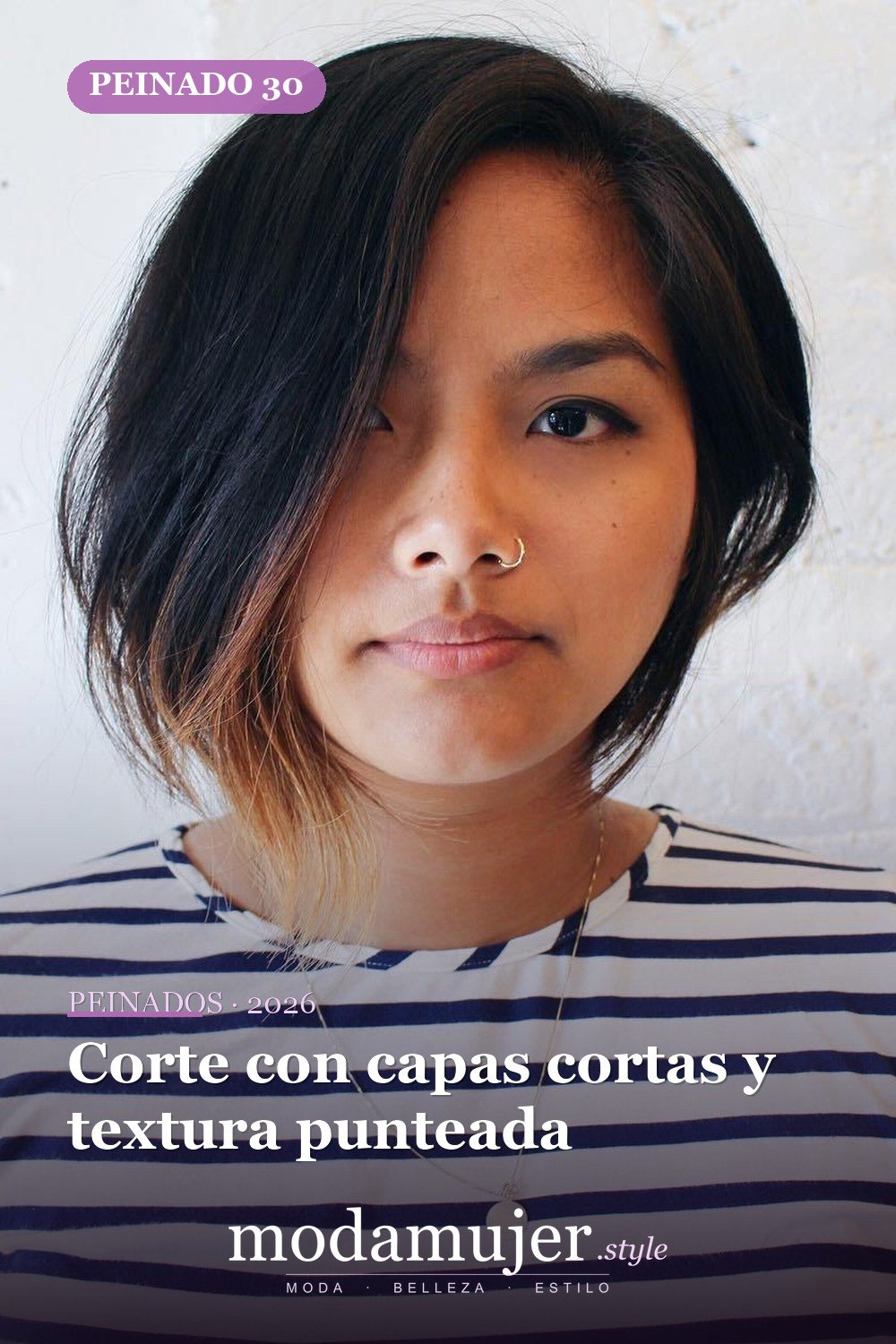 Corte con capas cortas y textura punteada — 50 peinados cortos para caras redondas con efecto adelgazante