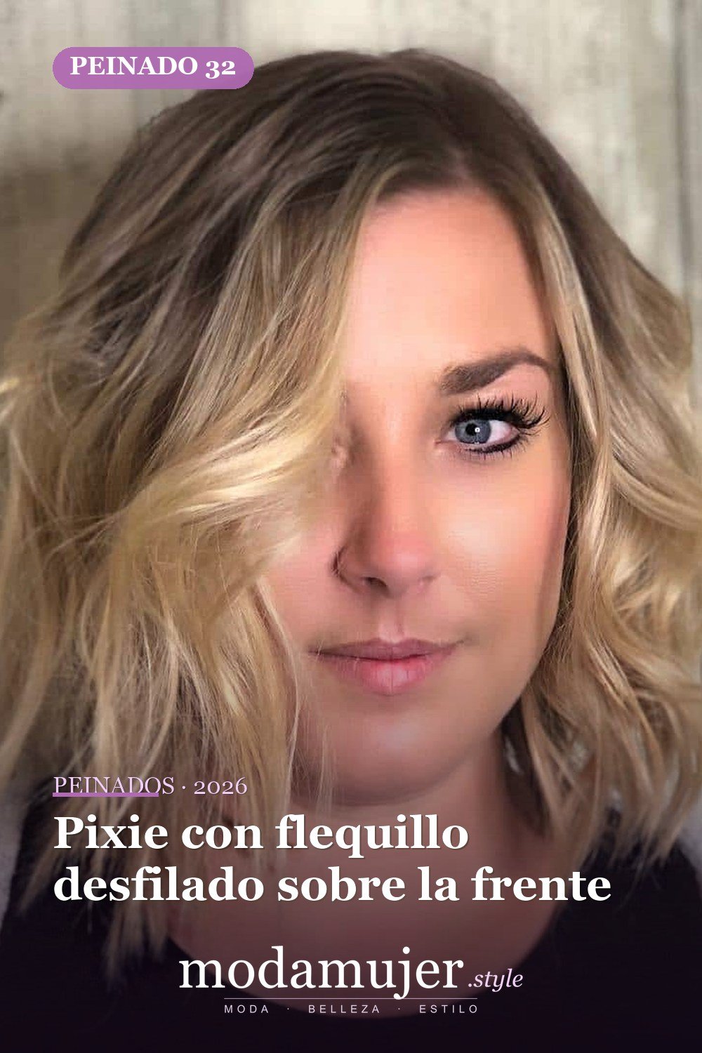 Pixie con flequillo desfilado sobre la frente — 50 peinados cortos para caras redondas con efecto adelgazante