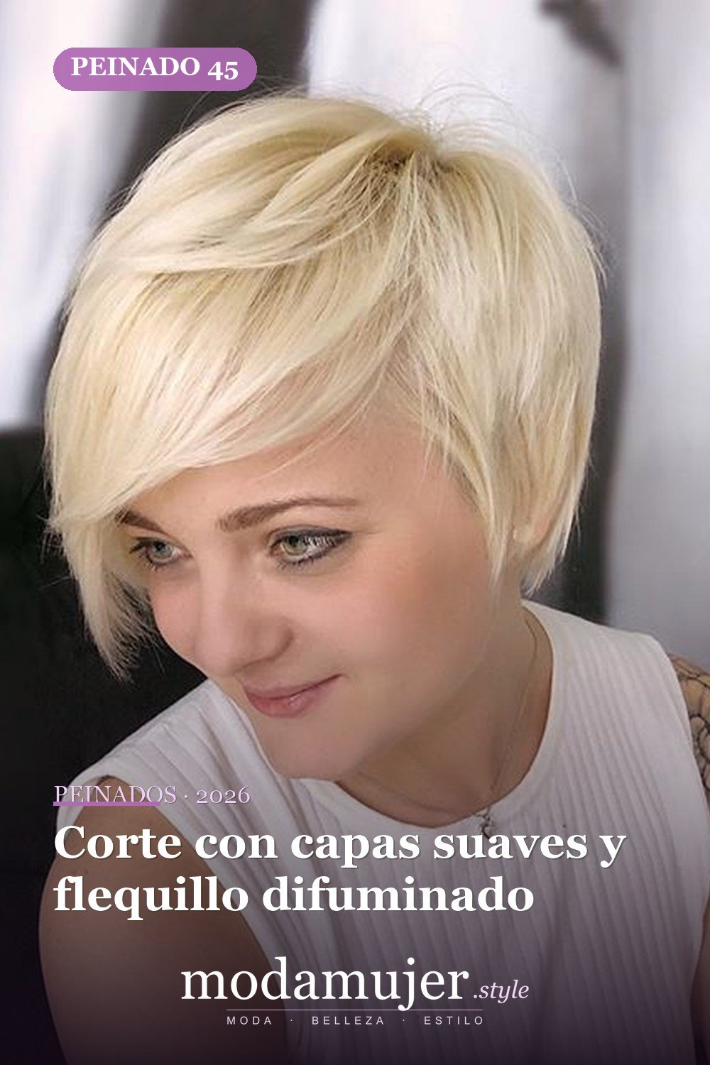 Corte con capas suaves y flequillo difuminado — 50 peinados cortos para caras redondas con efecto adelgazante