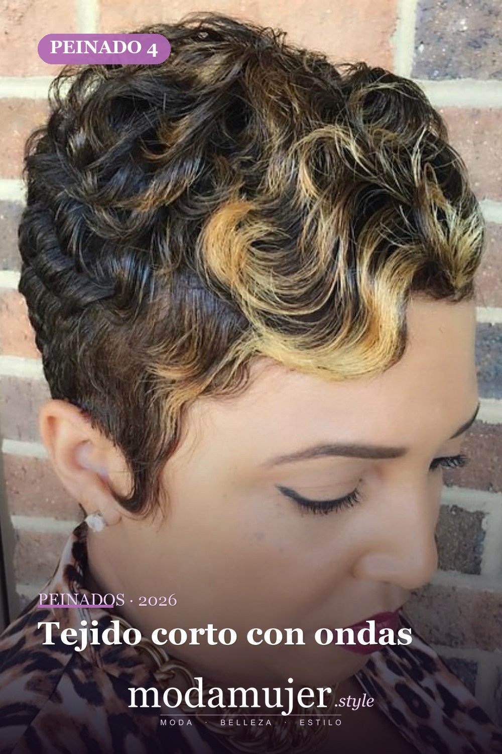 Tejido corto con ondas — 50 peinados cortos para mujeres negras que roban todas las miradas